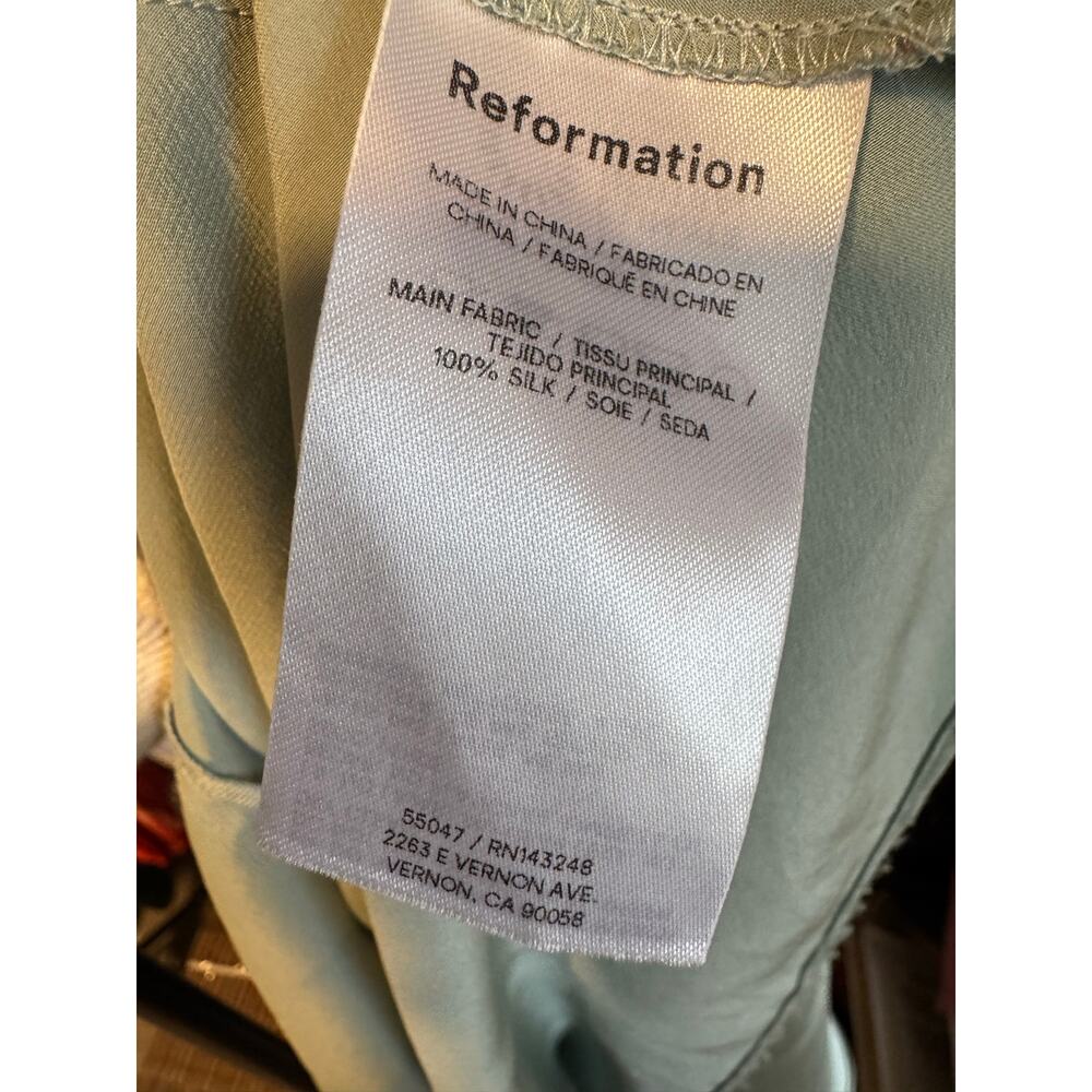 Reformation Anais Silk Maxi Dress Aquamarine Open Back Gown Size 6 - Picture 7 of 8